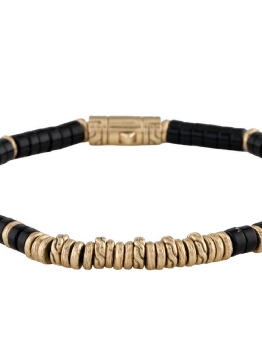 JOHN HARDY 14K 585 YELLOW GOLD ONYX HEISHI BRACELET